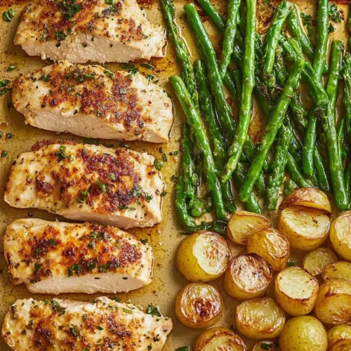Simple Parmesan Crusted Chicken Sheet Pan Dinner