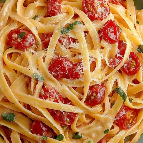 Fettuccine Pasta with Tomatoes and Garlic