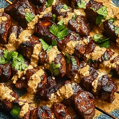 Beef Satay with Mushrooms and Coconut-Peanut Sauce