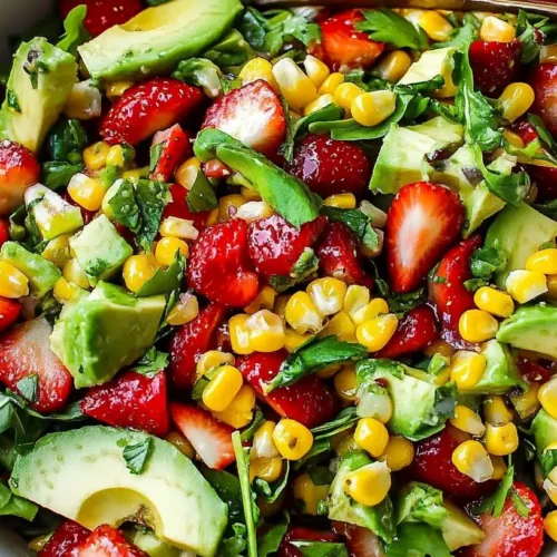 Summer Salad With Corn, Strawberries & Avocado