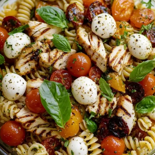 Grilled Chicken Caprese Pasta Salad