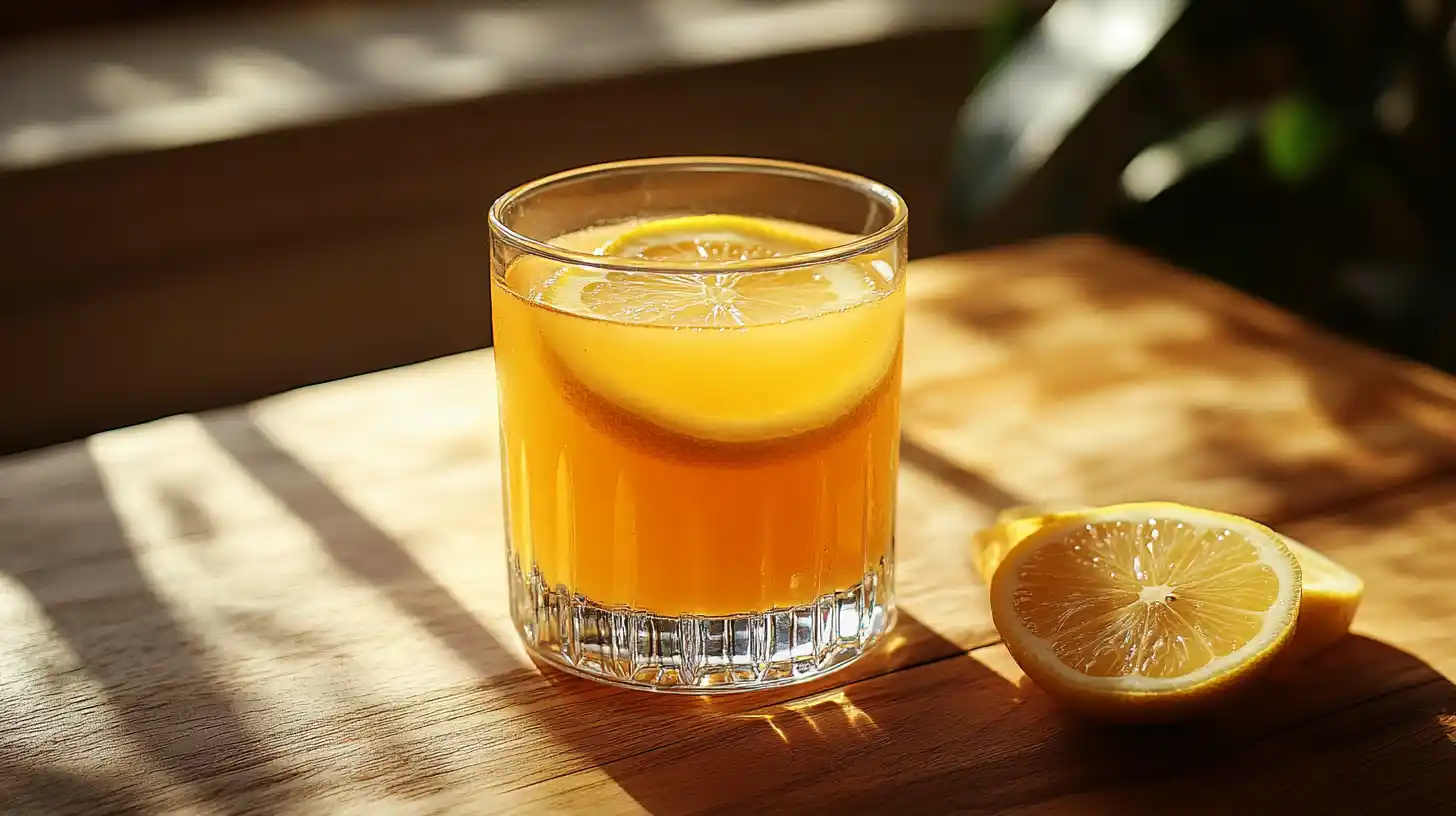 Brazilian Mounjaro Recipe citrus weight loss drink in rustic glass